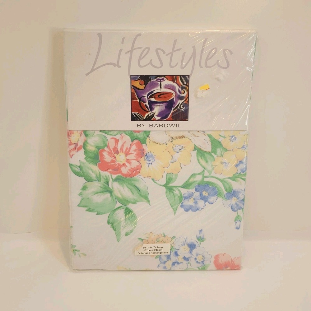 Floral Tablecloth 60x84‎ "Bunny Patch" NIP Cottagecore Rabbits